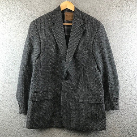 Pendleton Woolen Mills Blazer Mens Gray Tweed Notch Lapel Sport Coat USA Made M